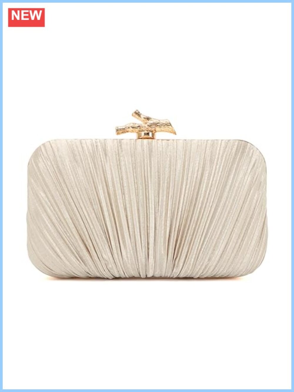 Pleated Silky Fabric Clutch Evening Bag with Chain for Weddings & Parties
